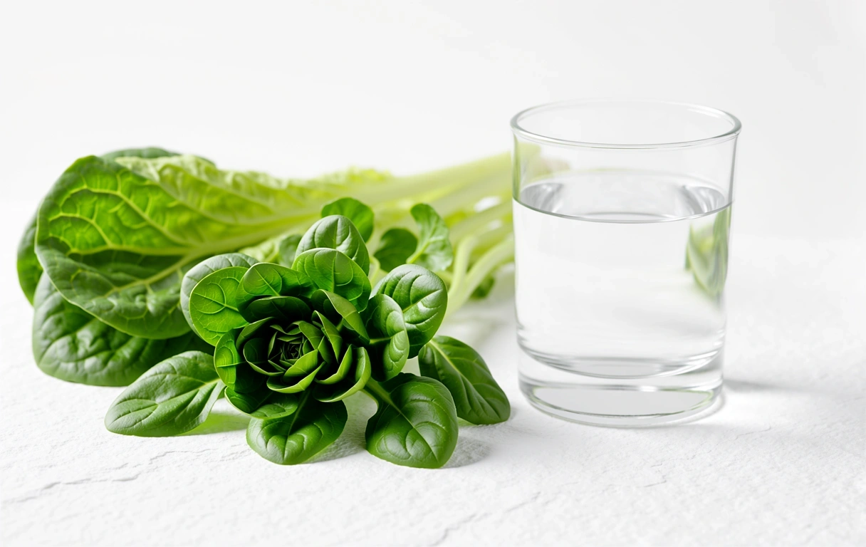 Frisches Gemüse und Wasser als Symbole für gesunde Ernährung